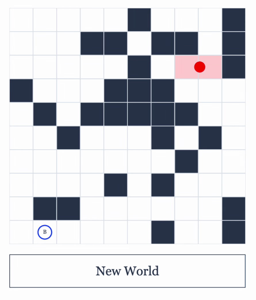 Animation of Young Blood exploring the grid in red